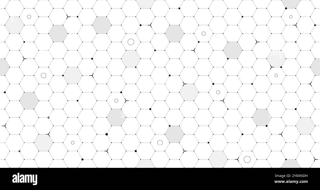 Grille d'hexagones d'interface futuriste VR HUD. Maillage hexagonal de l'écran d'interface utilisateur numérique. Visière GUI hi tech sans couture. Particules hexagonales linéaires d'affichage tête haute pour vaisseau spatial. Tableau de bord FUI Sci Fi. Fond blanc Illustration de Vecteur