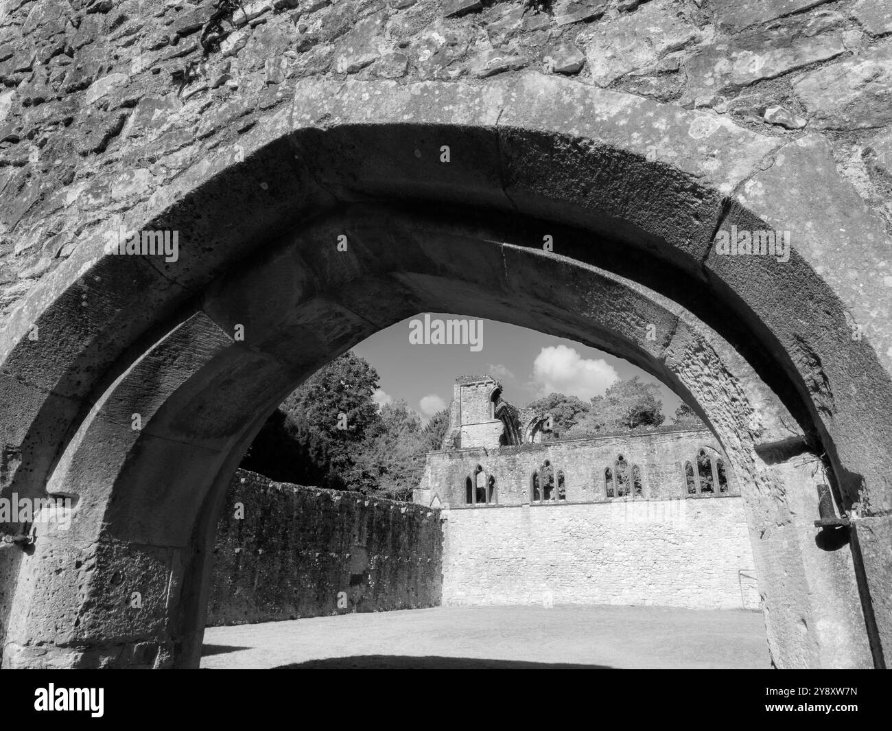 B&W, Netley Abbey, Netley, Southampton, Hampshire, Angleterre, Royaume-Uni, GB. Banque D'Images