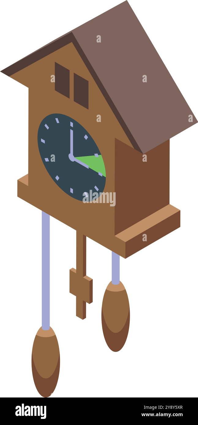 Cette horloge à coucou avec son pendule oscillant nous rappelle que le temps est toujours compté Illustration de Vecteur