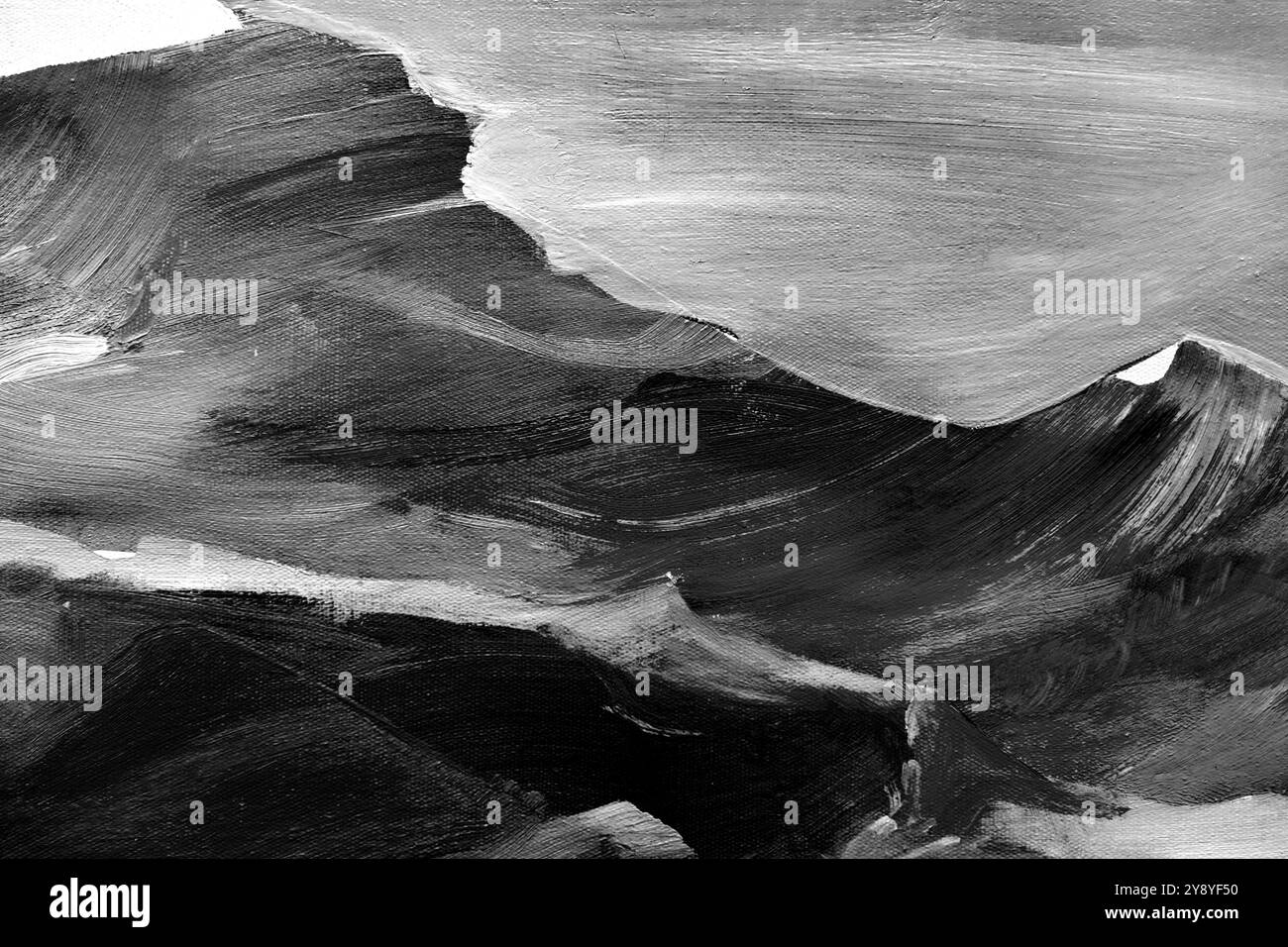 Fragment de toile peint, fond de texture de détail de peinture d'art abstrait avec des coups de pinceau Banque D'Images