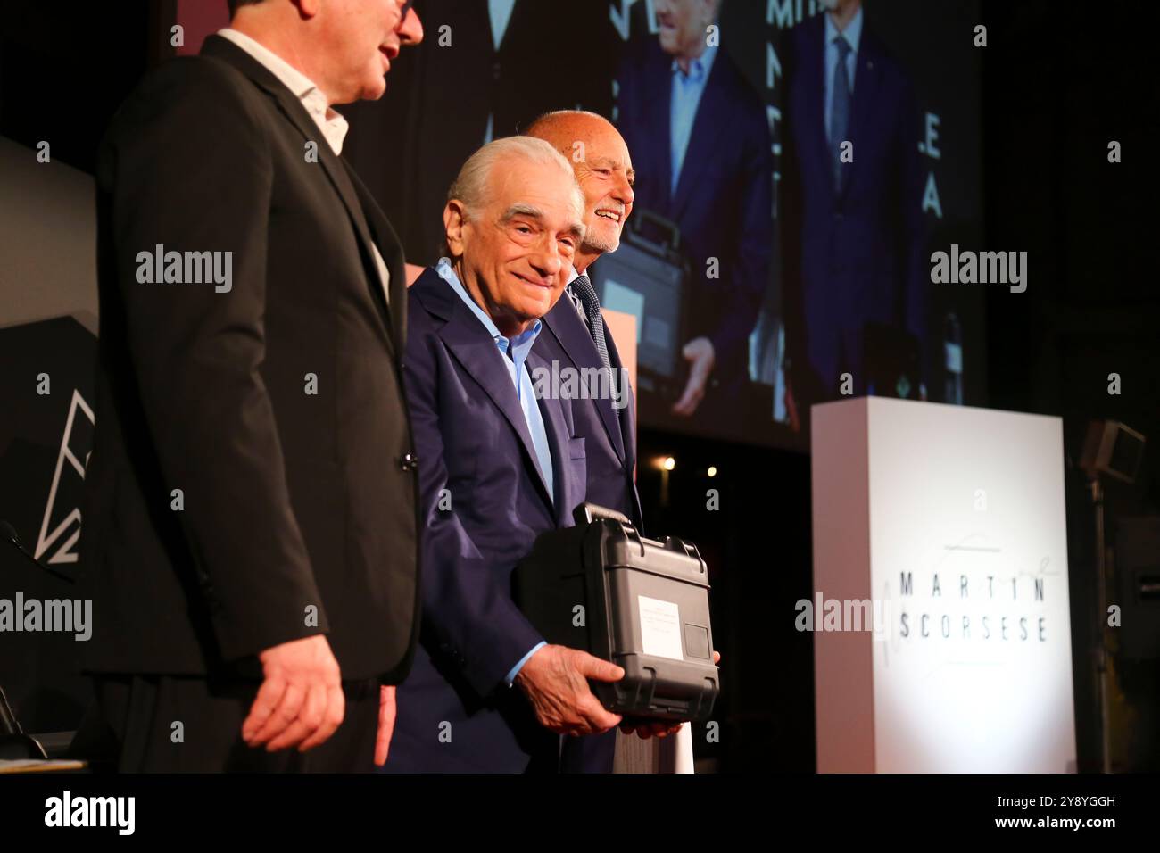 Martin Scorsese lors de la conférence de presse au Museo Nazionale del Cinema le 7 octobre à Turin, Italie. Banque D'Images