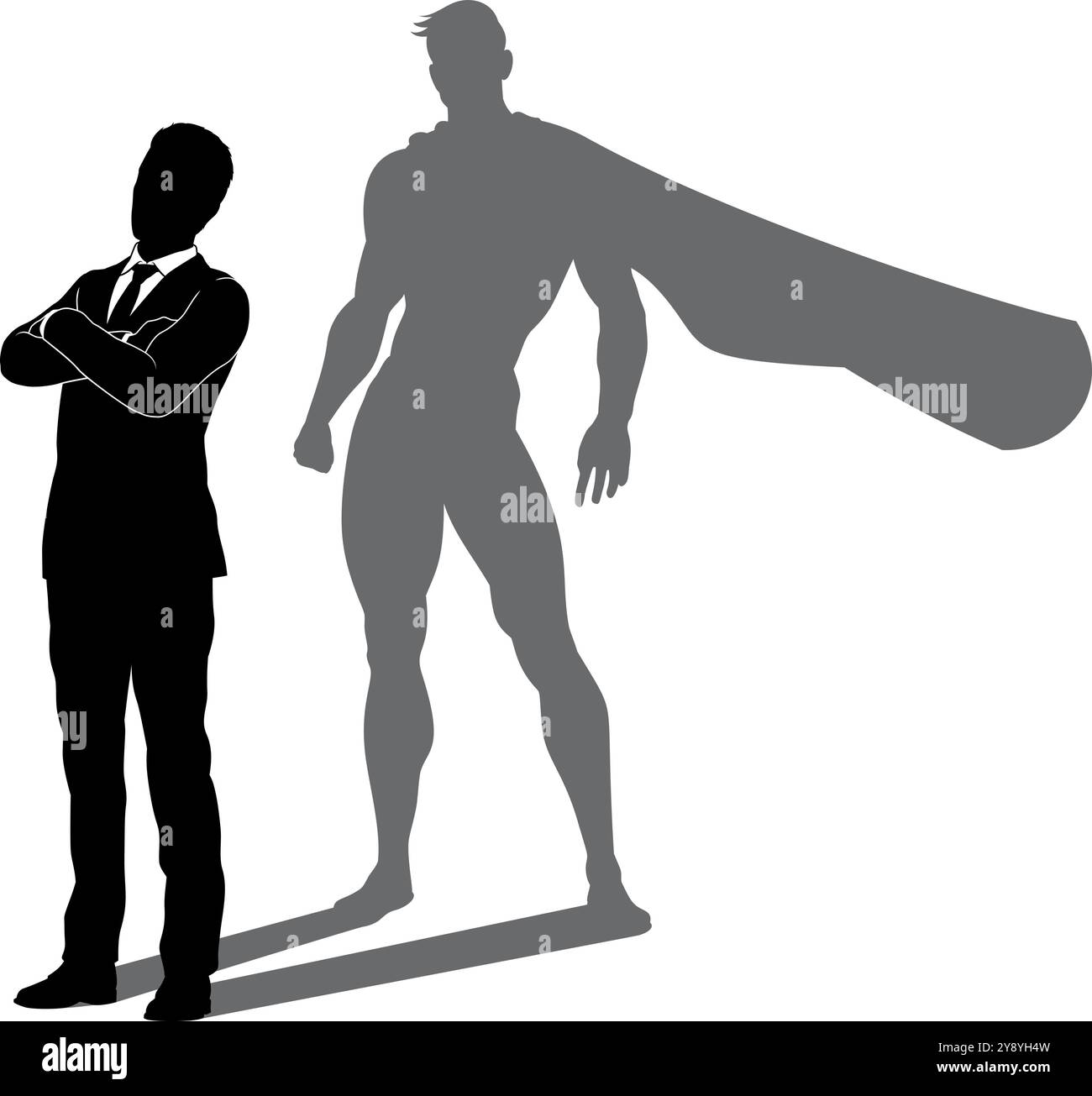 Super héros Business Man avec Super Hero Shadow Illustration de Vecteur
