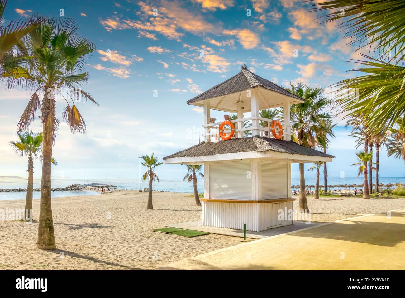 Plage, Marbella, Espagne Banque D'Images