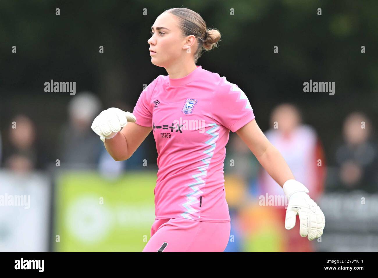 La gardienne Natalia Negri (1 Ipswich) en action lors de la première division de la FA Women's premier League entre Ipswich Town Women et Watford Women à Dellwood Road, Felixstowe le dimanche 6 octobre 2024. (Photo : Kevin Hodgson | mi News) crédit : MI News & Sport /Alamy Live News Banque D'Images
