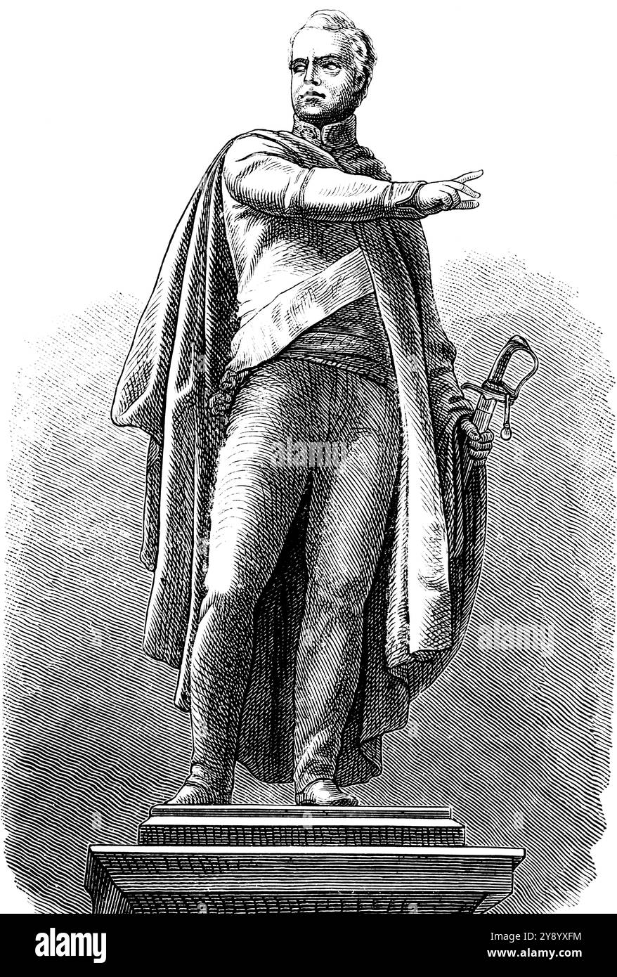 Statue du maréchal prussien August Wilhelm Anton Comte Neidhardt von Gneisenau, Berlin, Allemagne, illustration historique 1882 Banque D'Images