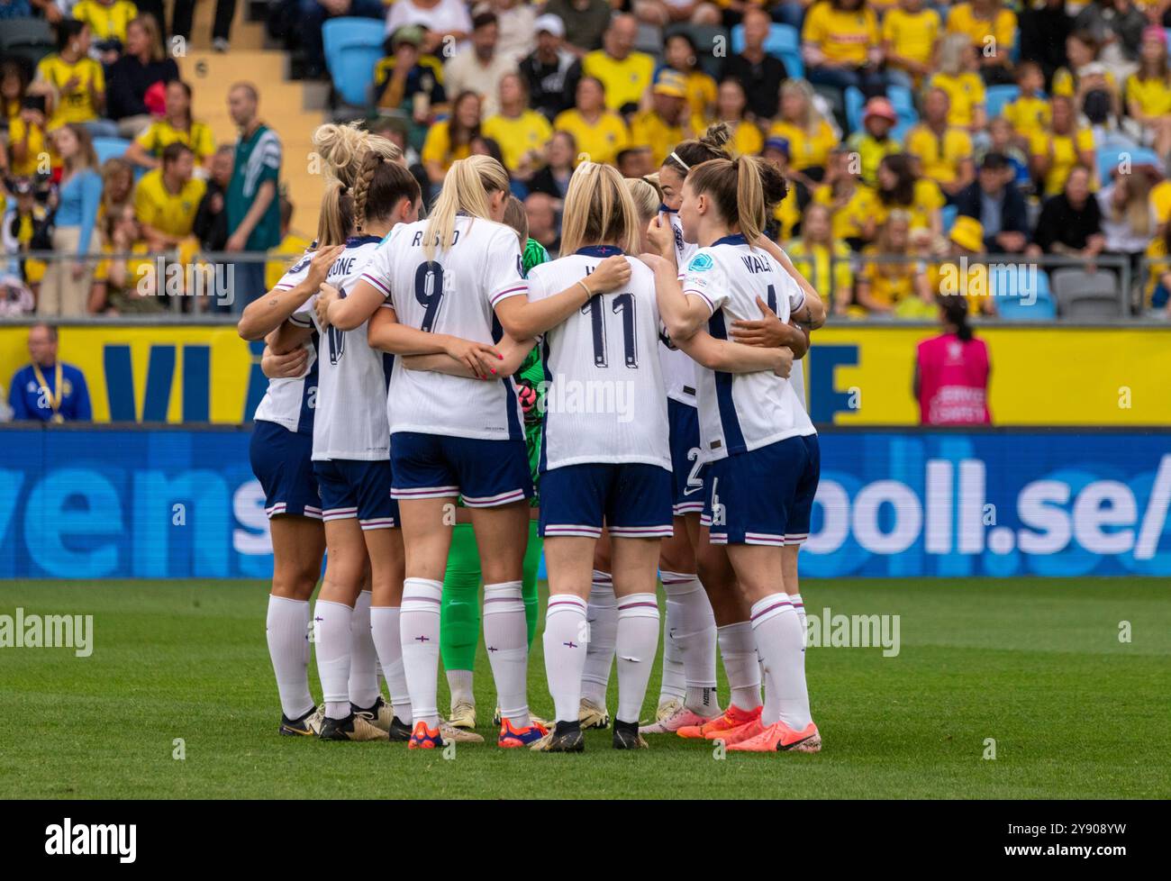 Gothenburg, Suède.16th Jul 2024. Les joueurs d'Angleterre ensemble avant le coup d'envoi du match de qualification pour l'UEFA EURO 2025 contre la Suède. Banque D'Images