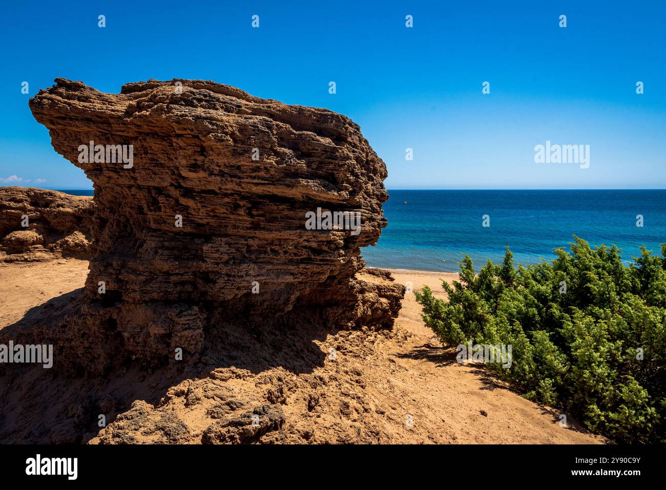 Île de Corfou. Issos plage, les rochers et les dunes. Banque D'Images