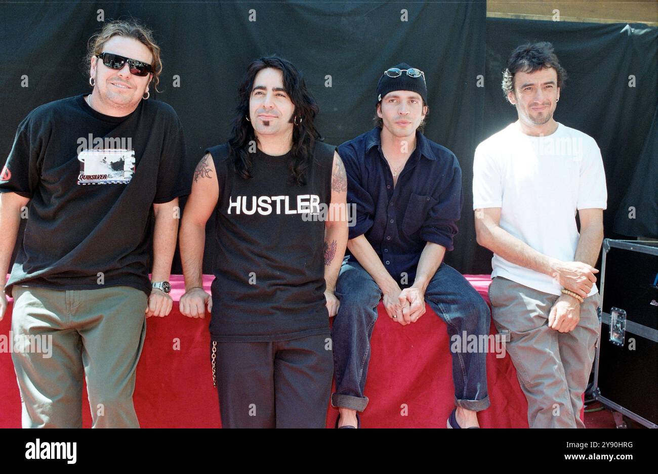 Pistoia Italie 26/06/2002:Maná, groupe de rock mexicain, séance photo au Festivalbar 2002 Banque D'Images