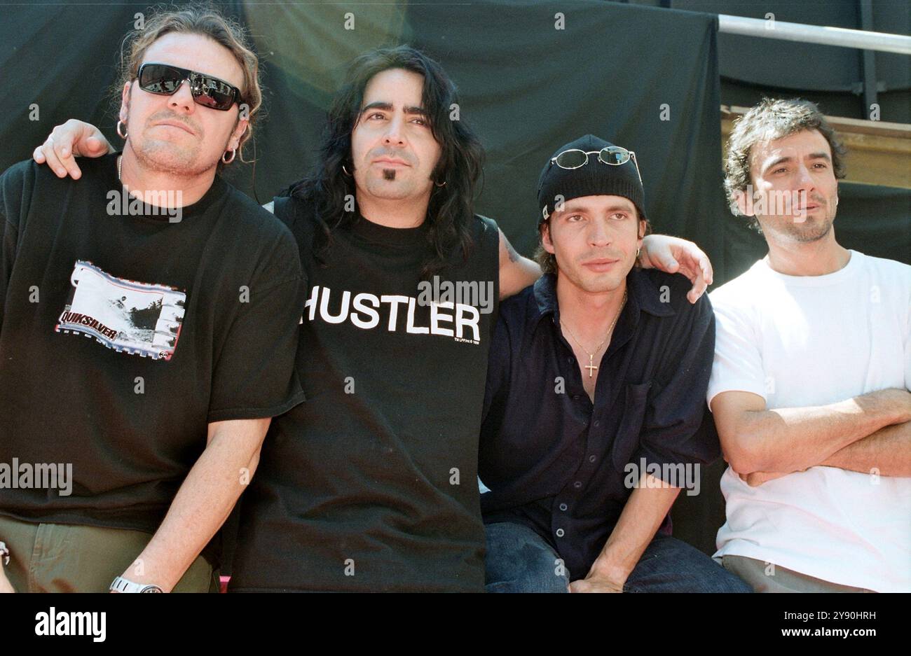 Pistoia Italie 26/06/2002:Maná, groupe de rock mexicain, séance photo au Festivalbar 2002 Banque D'Images