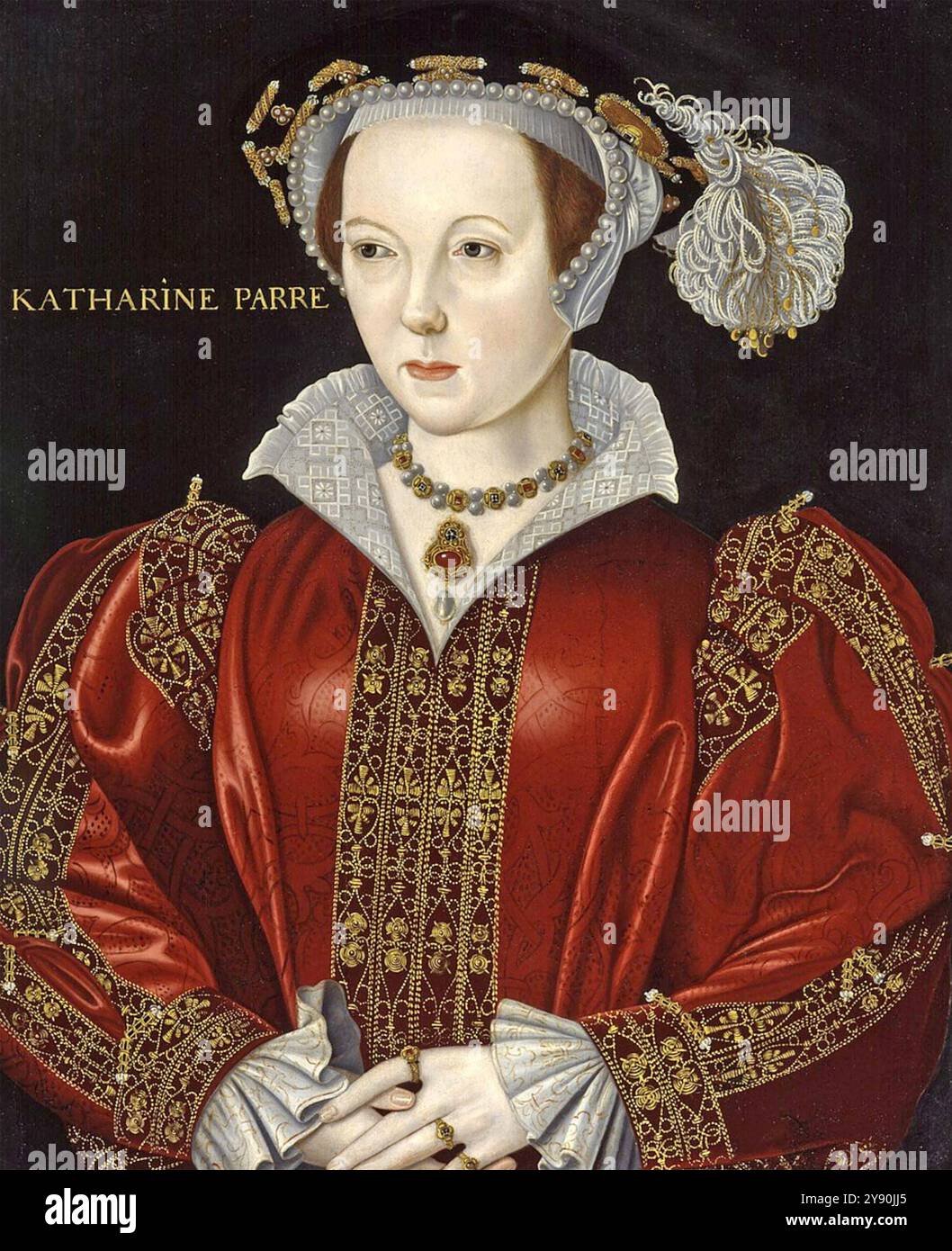 CATHERINE PARR (1512-1548) dernière des six épouses d'Henry VIII Portrait du peintre flamand William Scrots Banque D'Images