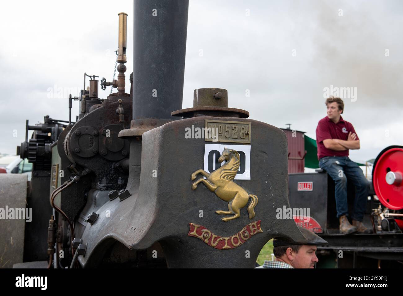 Low Ham.Somerset.Royaume-Uni. 20 juillet 2024.un rouleau de route Aveling et porter de 1923 est exposé au Somerset Steam and Country Show Banque D'Images