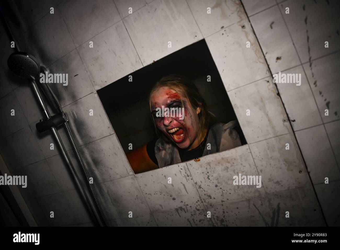 Leighton Buzzard, Royaume-Uni. 5 octobre 2024. Effraie beaucoup au Howl Scream Park à Mead Open Farm - festival d'Halloween avec labyrinthes effrayants, spectacles, nourriture et boissons. Crédit : Thomas Faull/Alamy Live News Banque D'Images