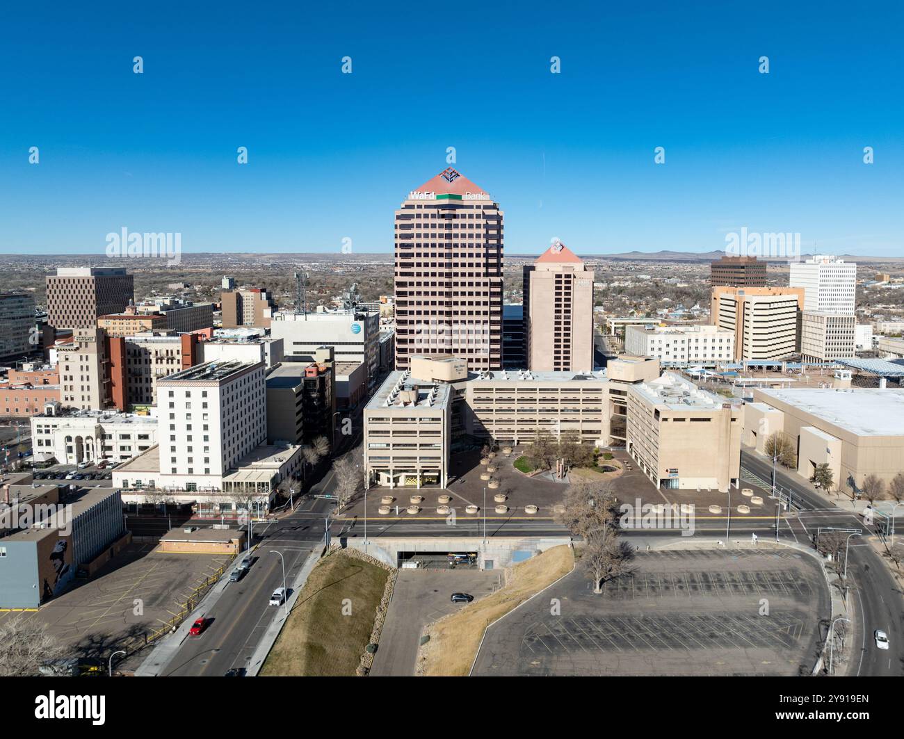 Albuquerque, Nouveau-Mexique - 3 mars 2024 : vue aérienne du centre-ville d'Albuquerque, Nouveau-Mexique Banque D'Images