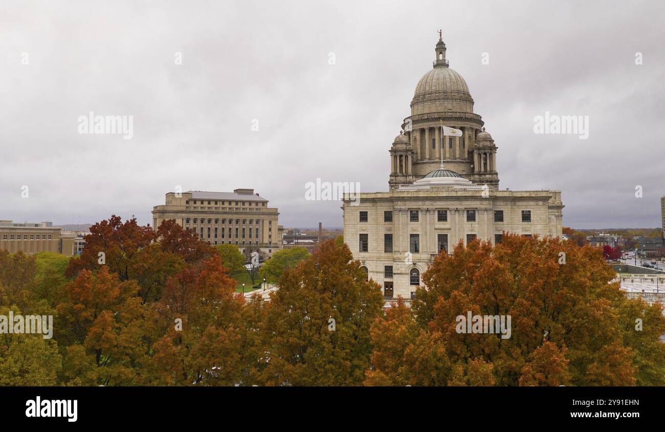Son l'image mais la vue aérienne montre couleur dans la feuilles de l'automne à Providence RI Banque D'Images