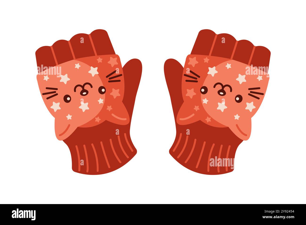 Gants sans doigts avec des visages de chat objet vectoriel de couleur plate Illustration de Vecteur