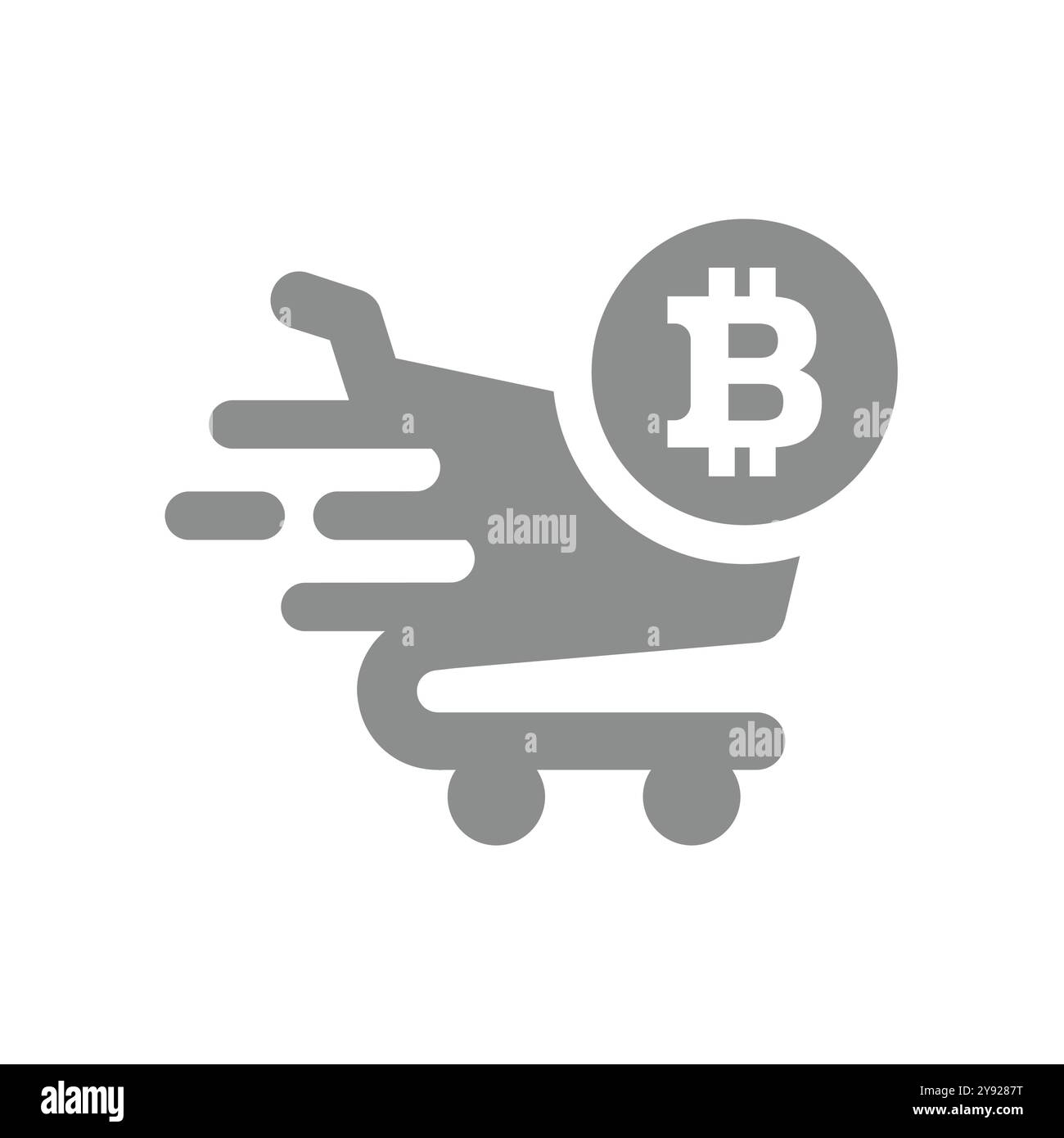 Bitcoin et icône vectorielle de panier. Acheter en symbole de crypto-monnaie. Illustration de Vecteur