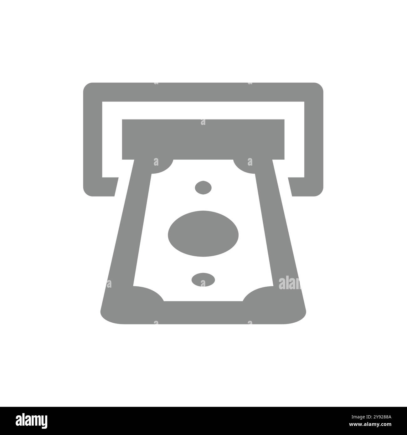 ATM avec icône de vecteur de billet de dollar. Symbole de distributeur automatique de billets rempli. Illustration de Vecteur