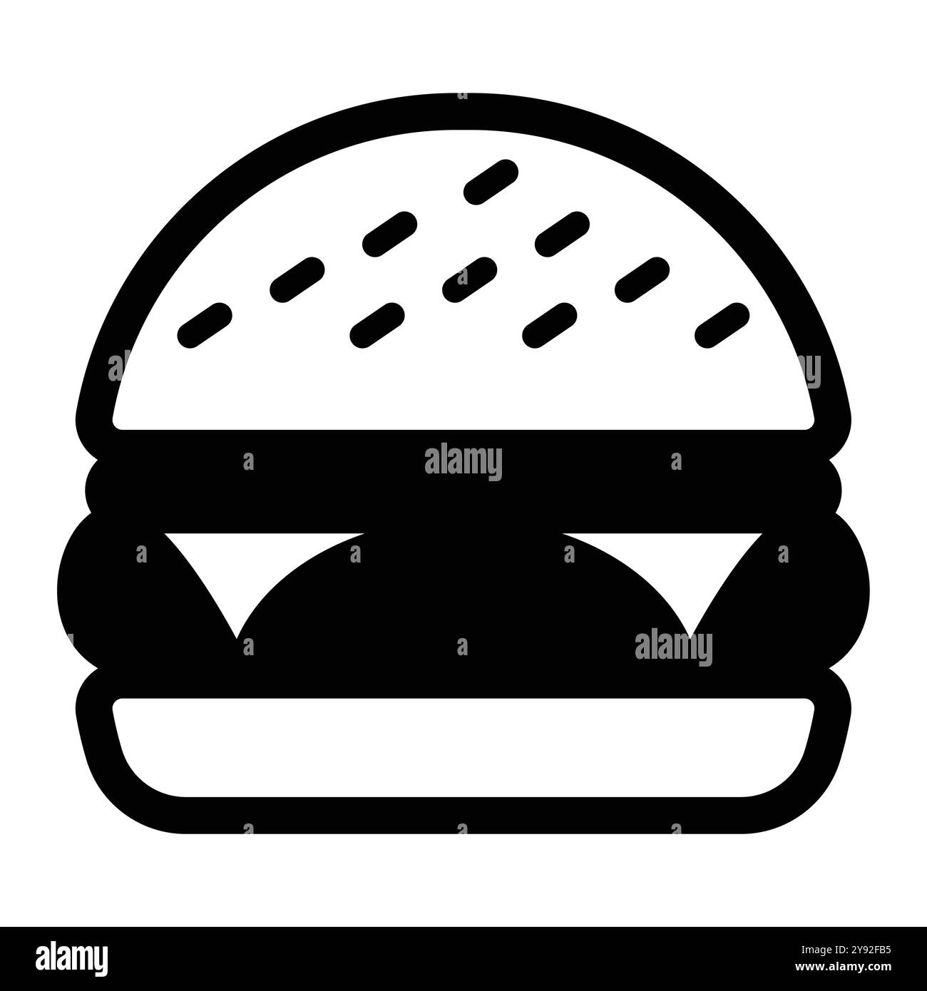 Une icône minimaliste de hamburger noir et blanc adaptée à divers projets liés à la nourriture, menus ou image de marque de restaurant. Parfait pour représenter Tasty Illustration de Vecteur