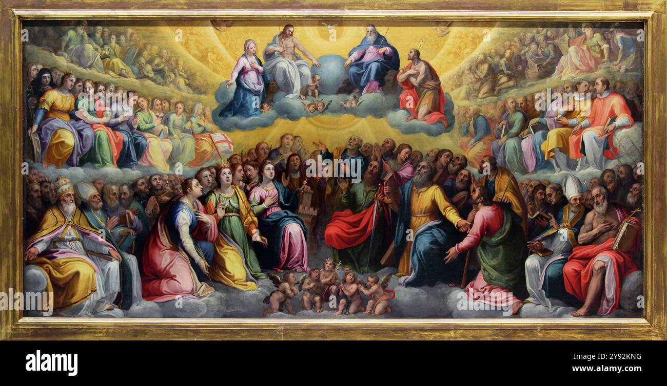 Gloire avec tous les saints/Gloria con todos los santos.peinture de Giovanni Battista Ricci, (1537-1627) aka Novara.16ème siècle. Peintre italien. Banque D'Images