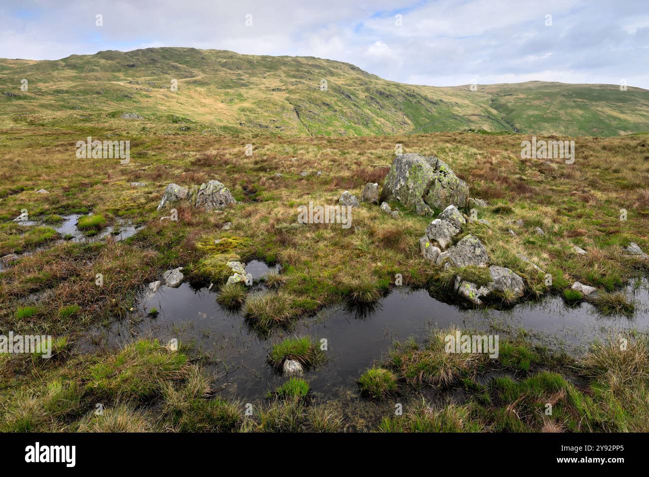 Le cairn sommital de Grey Crag est tombé, au-dessus du hameau de Sadgill, Longsleddale, Lake District National Park ; Cumbria ; England Grey Crag Fell est l'un des Banque D'Images