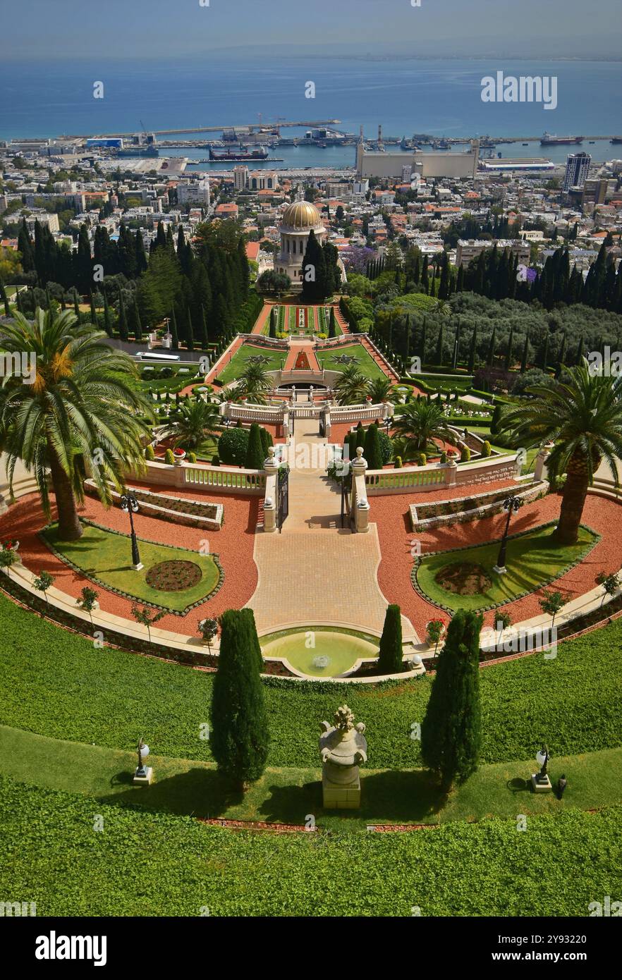 Bahai Gardens - point de repère de Haïfa, Israël. Banque D'Images