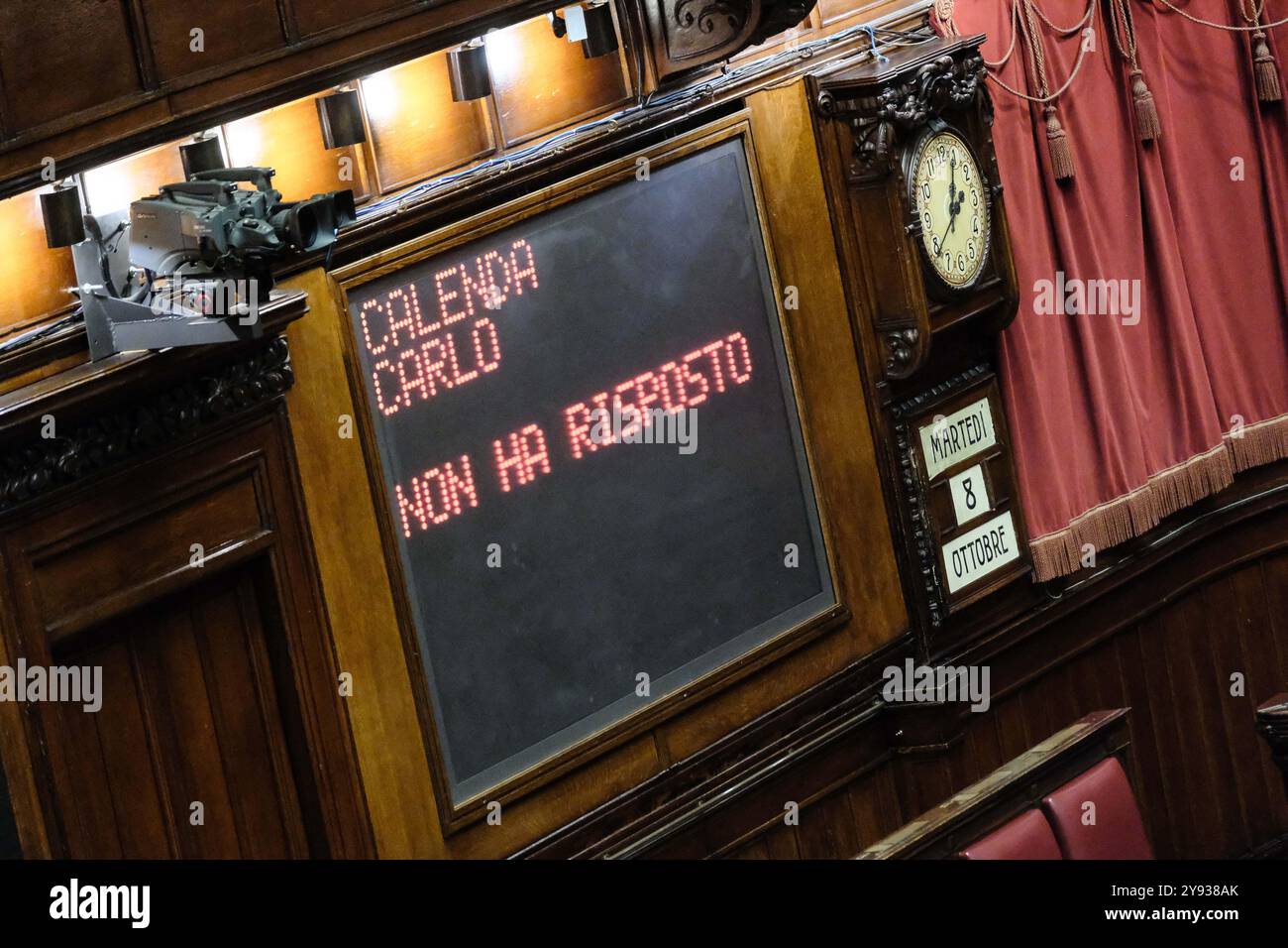 Roma, Italie. 08 octobre 2024. Carlo Calenda AZIONE assente alla votazione del Parlamento in seduta comune per l'elezione di un giudice della Corte costituzionale. Camera dei Deputati a Roma, Marted&#xec ; 08 Ottobre 2024 (foto Mauro Scrobogna/LaPresse) Carlo Calenda AZIONE absent du vote à l'occasion du vote du Parlement en séance commune pour l'élection d'un juge à la Cour constitutionnelle. Chambre des députés à Rome, mardi 08 octobre 2024 (foto par Mauro Scrobogna/LaPresse) crédit : LaPresse/Alamy Live News Banque D'Images