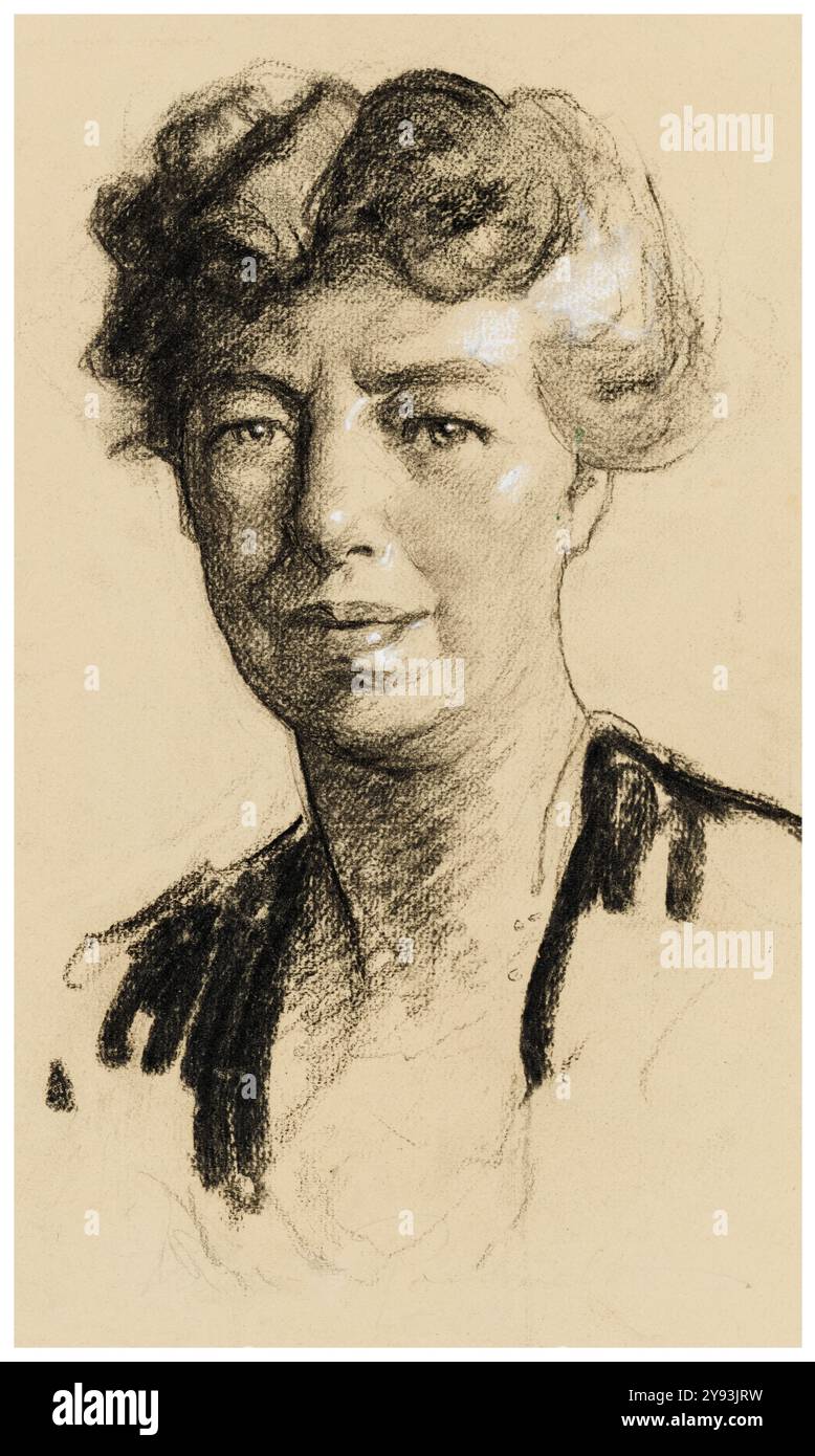 Anna Eleanor Roosevelt (1884-1962), première dame des États-Unis 1933-1945 épouse du 32e président Franklin d Roosevelt, portrait dessiné au fusain et à la craie par Samuel Johnson Woolf, 1945 Banque D'Images