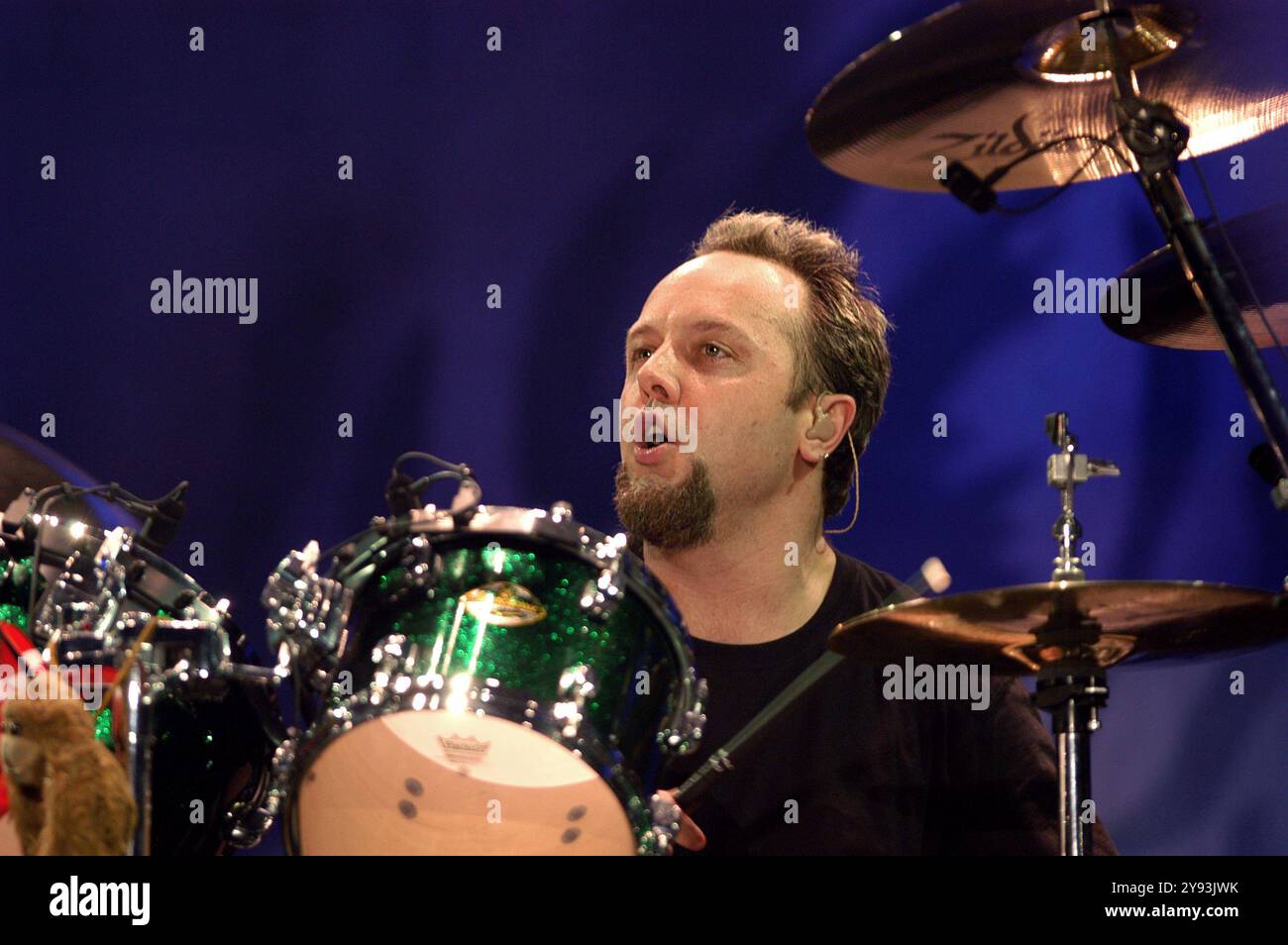 Imola Italie 14/2003 : Lars Ulrich batteur du groupe Metallica lors du concert live au Heineken Jammin Festival 2003 Banque D'Images