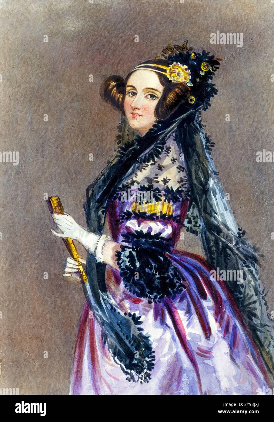 ADA Lovelace (1815-1852), portrait peint à l'aquarelle par Alfred Edward Chalon, vers 1840 Banque D'Images
