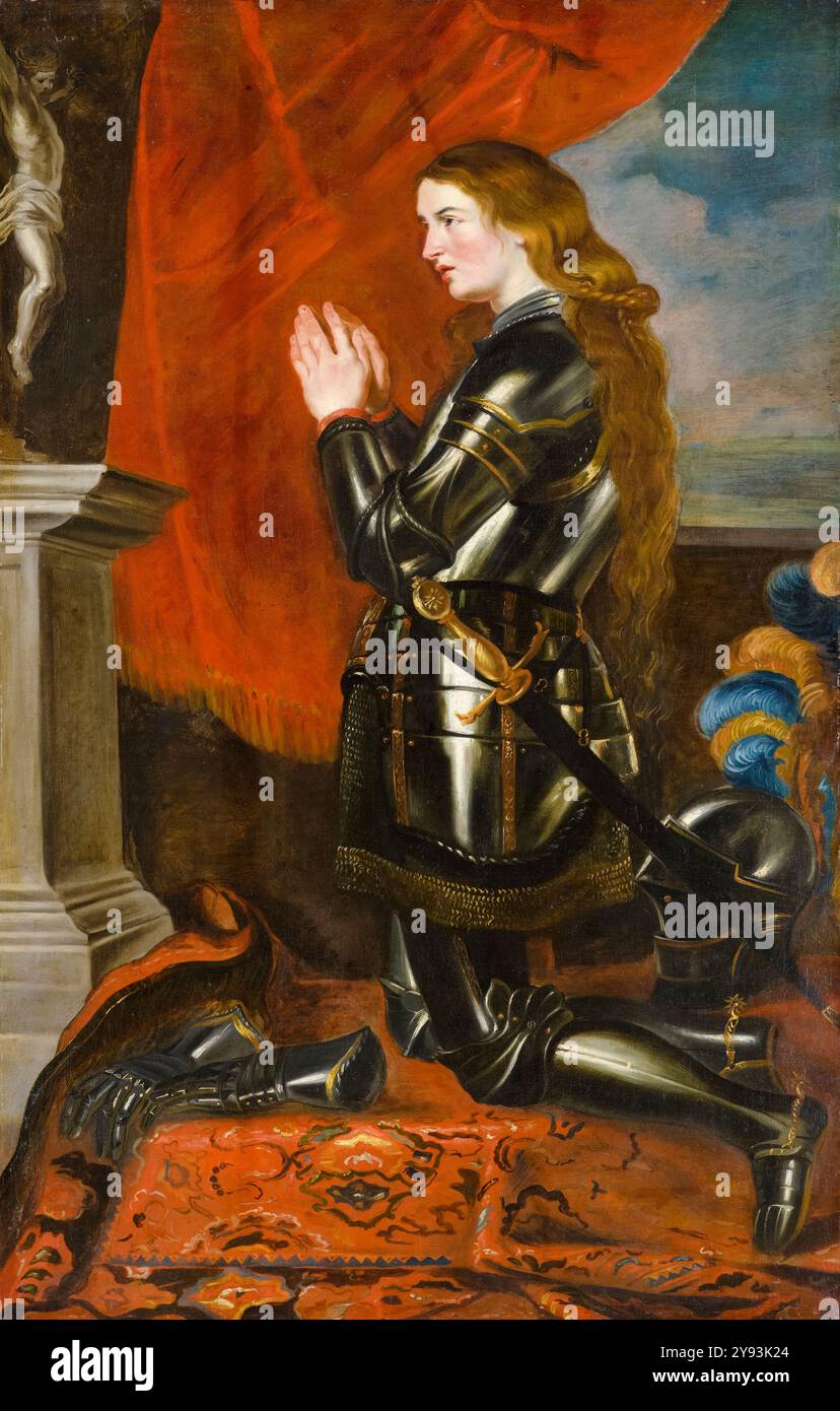 Jeanne d'Arc (c.1412-1431), portrait peint à l'huile sur toile par l'atelier de Pierre Paul Rubens, vers 1620 Banque D'Images
