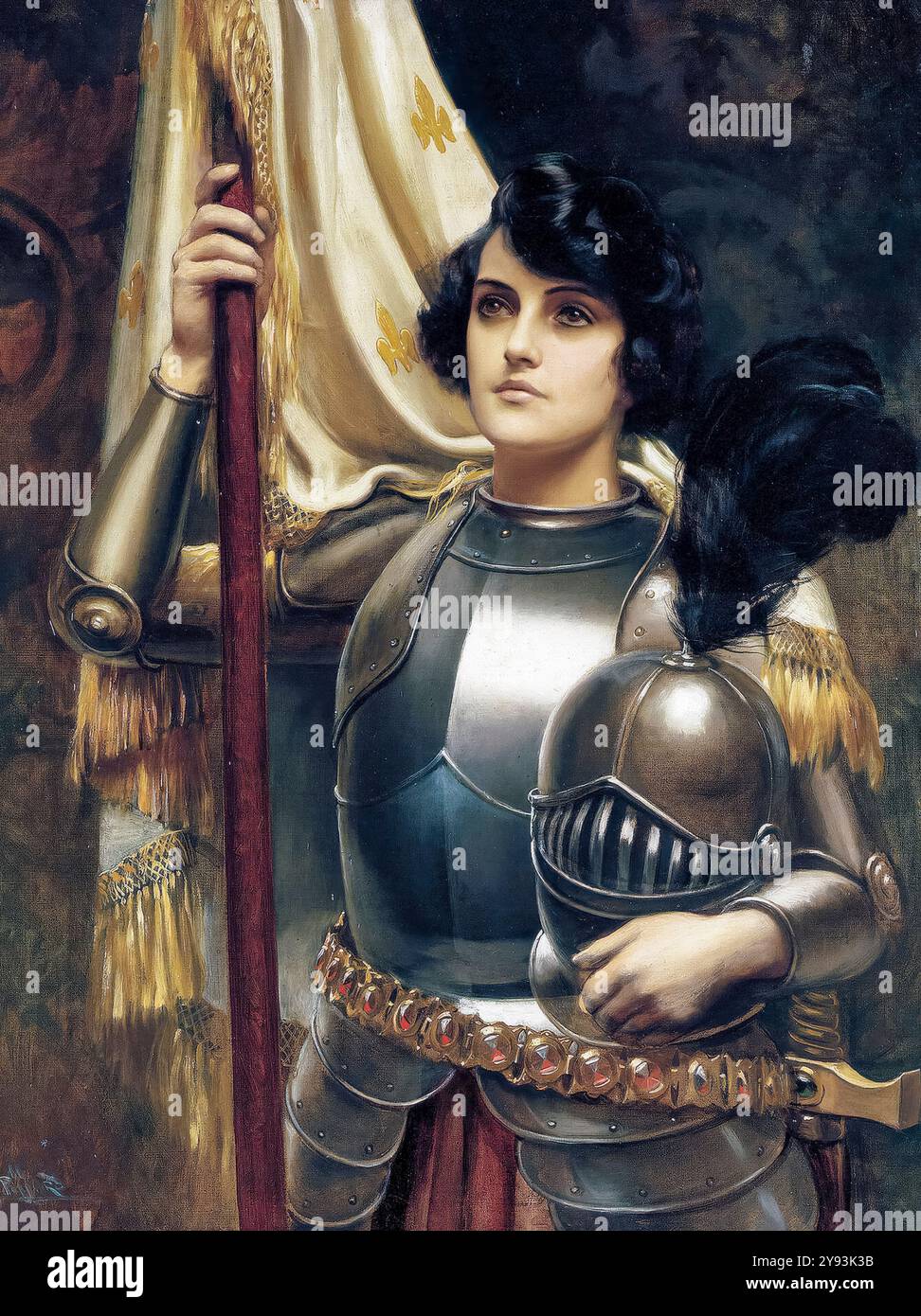 Jeanne d'Arc (c.1412-1431), portrait peint à l'huile sur toile par Harold Piffard, avant 1939 Banque D'Images