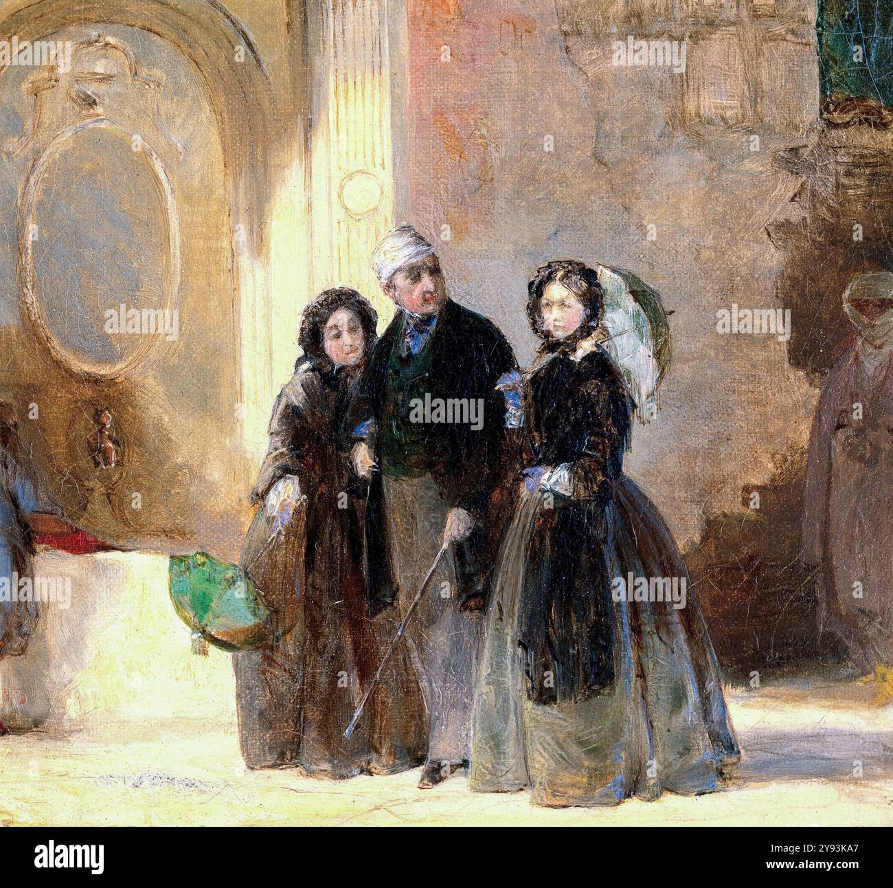 Florence Nightingale avec Charles Holte Bracebridge et Selina Bracebridge dans une rue turque, peinture à l'huile sur toile par Jerry Barrett, (détail de la récolte). 1859 Banque D'Images