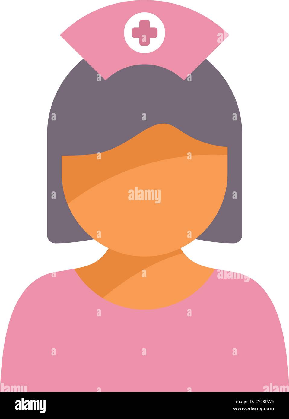 Cette illustration vectorielle montre une infirmière portant des gommages roses et une casquette d'infirmière traditionnelle, transmettant un sens du professionnalisme et des soins Illustration de Vecteur