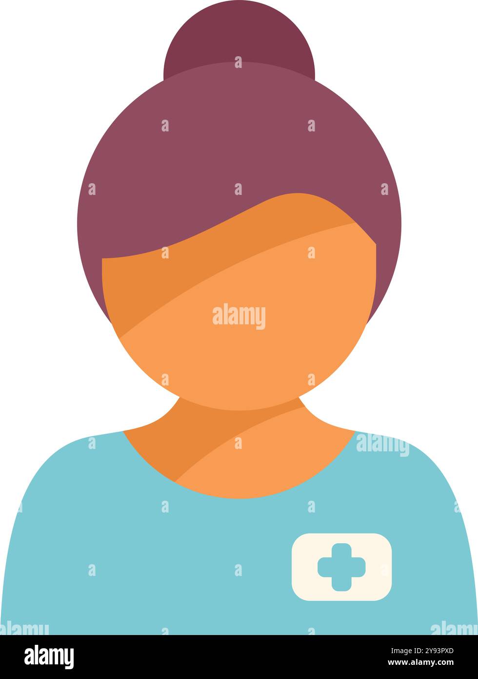 Médecin féminin portant des gommages bleus avec icône stéthoscope, une illustration vectorielle mettant en vedette un professionnel de la santé Illustration de Vecteur