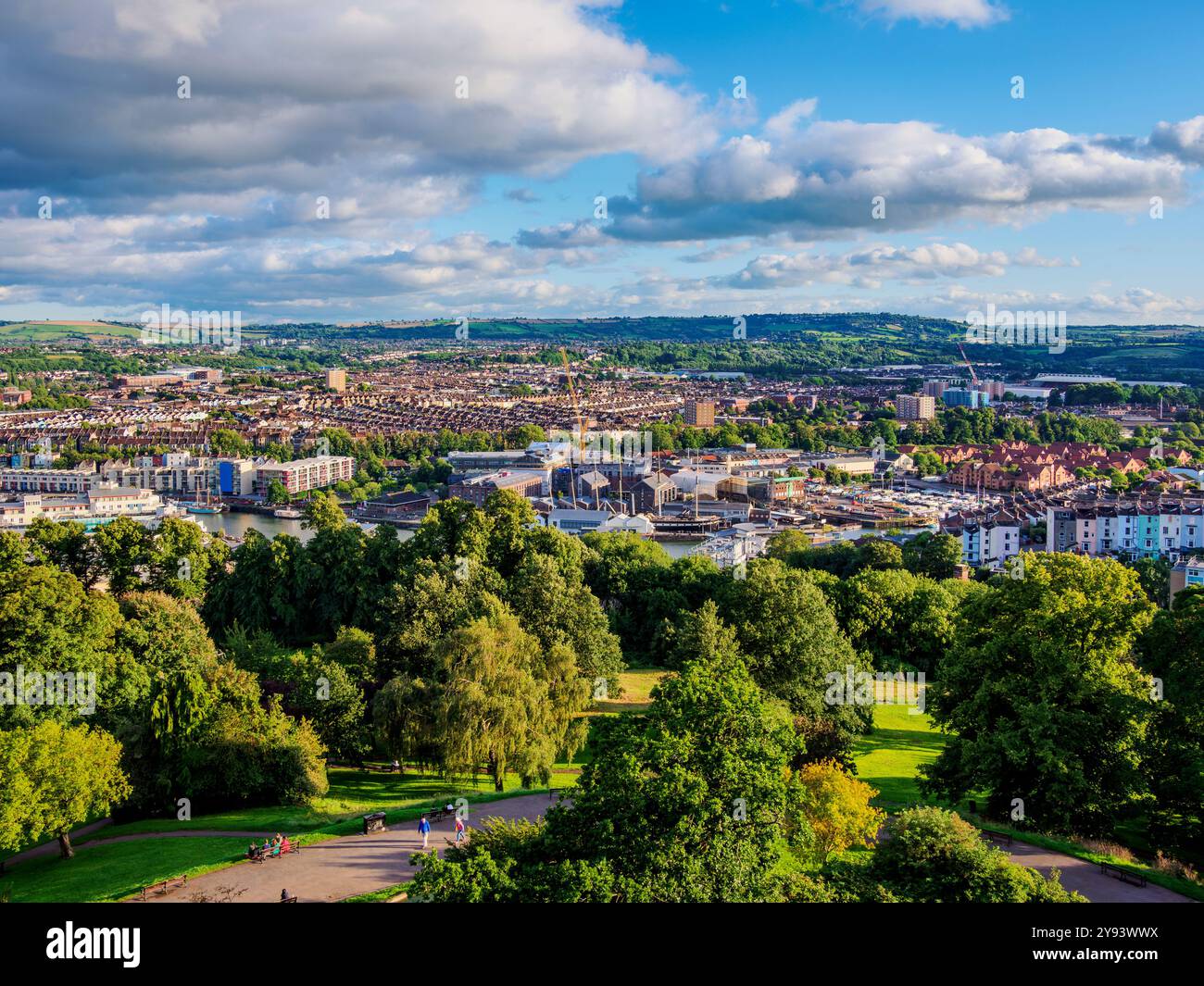 Brandon Hill Park, vue surélevée, Bristol, Angleterre, Royaume-Uni, Europe Banque D'Images