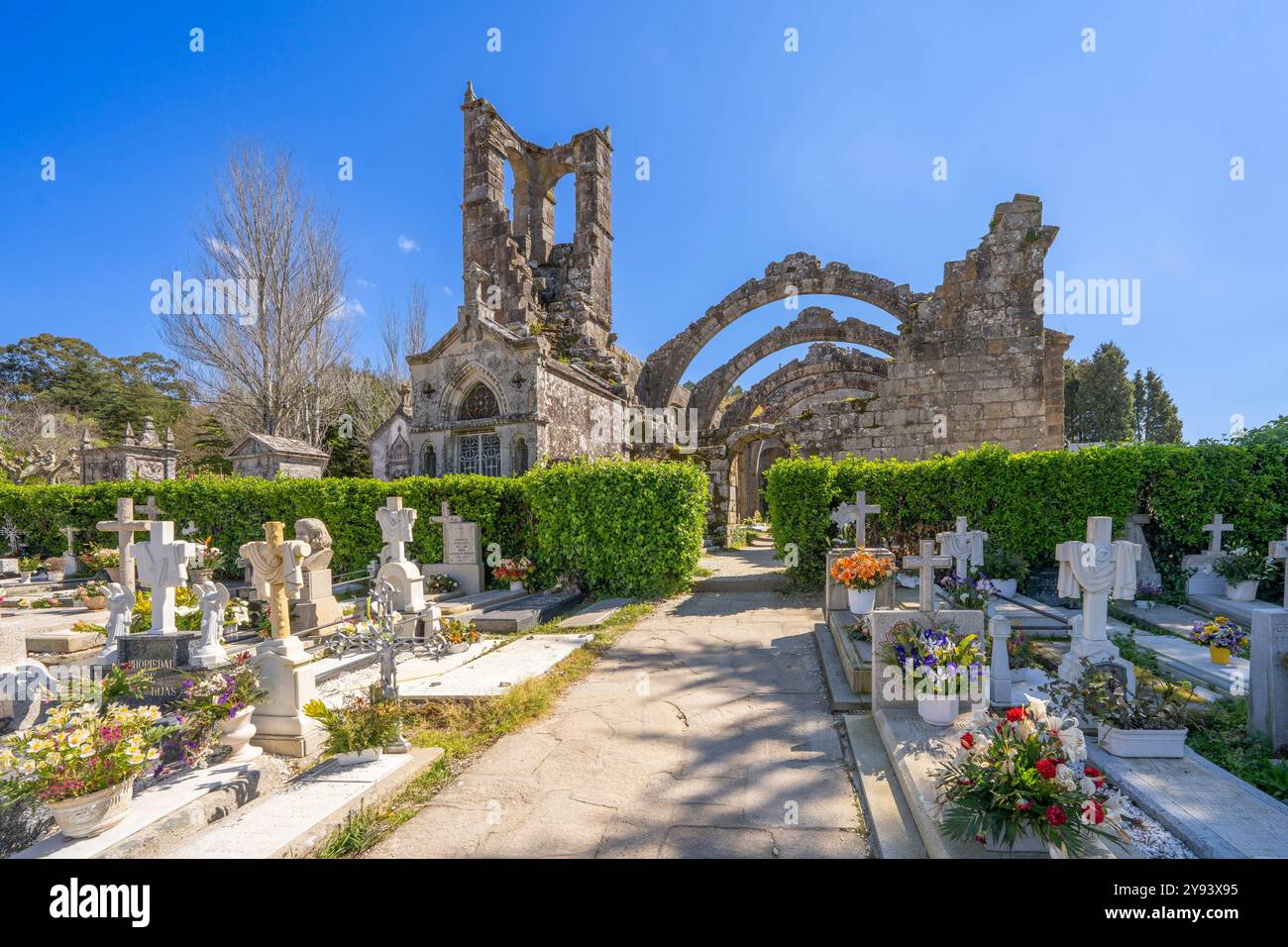 Les ruines de Santa Marina de Dozo, Cambados, Pontevedra, Galice, Espagne, Europe Banque D'Images