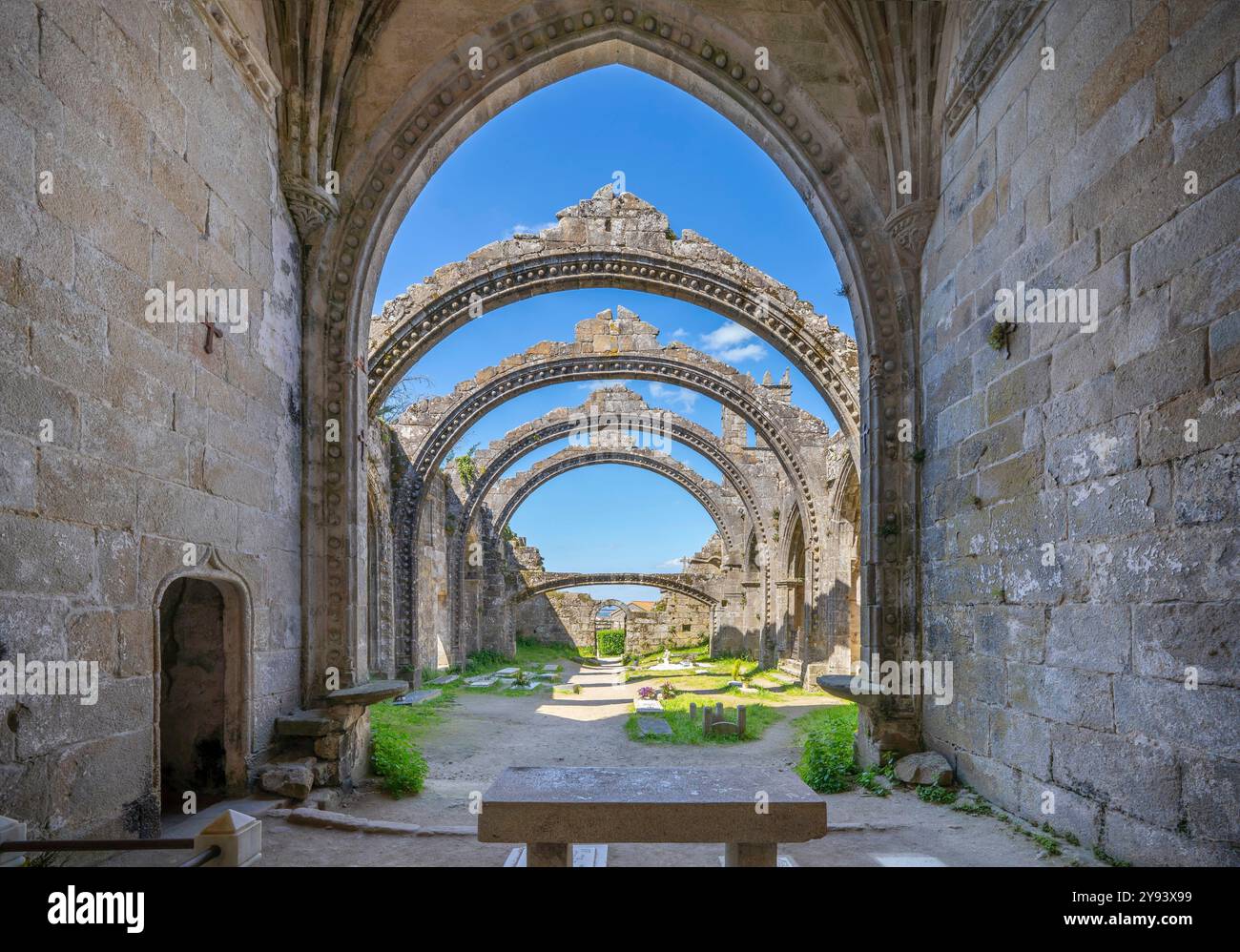 Les ruines de Santa Marina de Dozo, Cambados, Pontevedra, Galice, Espagne, Europe Banque D'Images