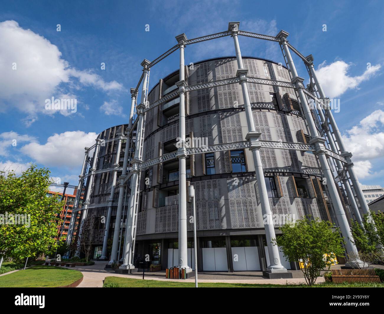Gasholder Park, King's Cross, Londres, Angleterre, Royaume-Uni, Europe Banque D'Images