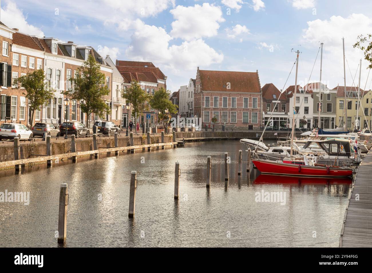 Port pittoresque dans la ville néerlandaise de Goes en Zélande. Banque D'Images