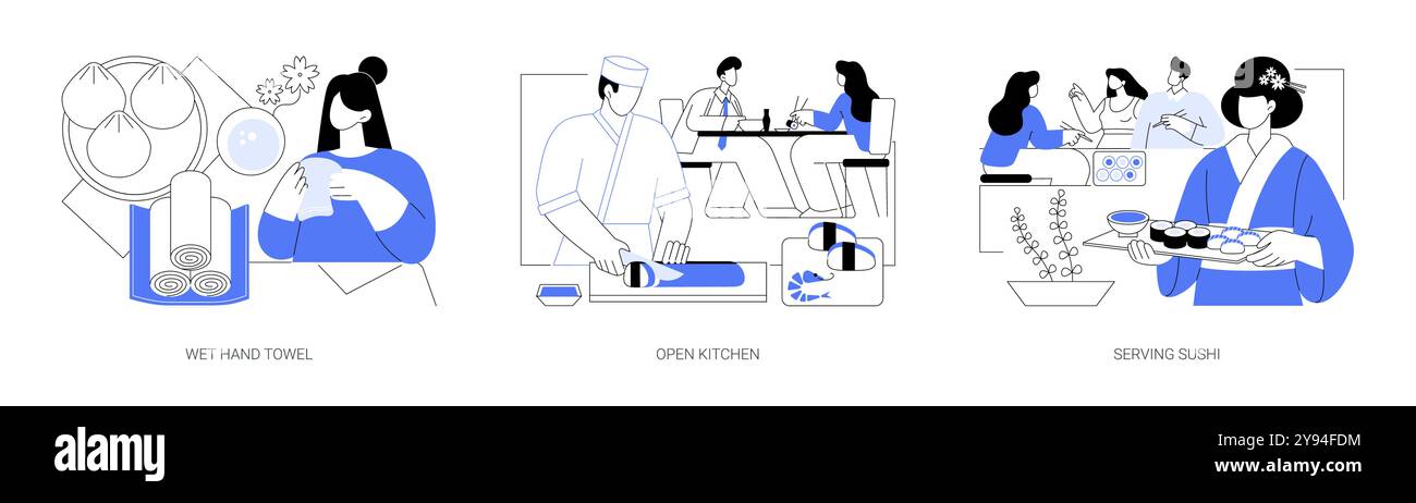 Restaurant japonais illustrations vectorielles isolées de dessins animés se Illustration de Vecteur