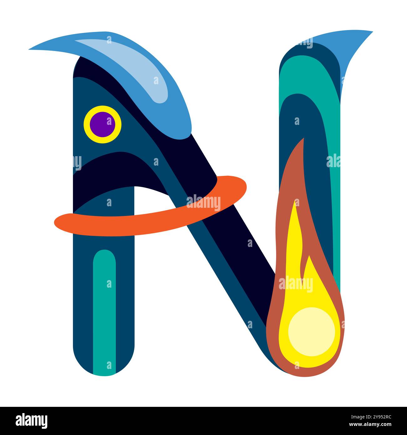 N effet cosmos lettre alphabet illustration vectorielle. Personnage fantastique moderne. Illustration de Vecteur