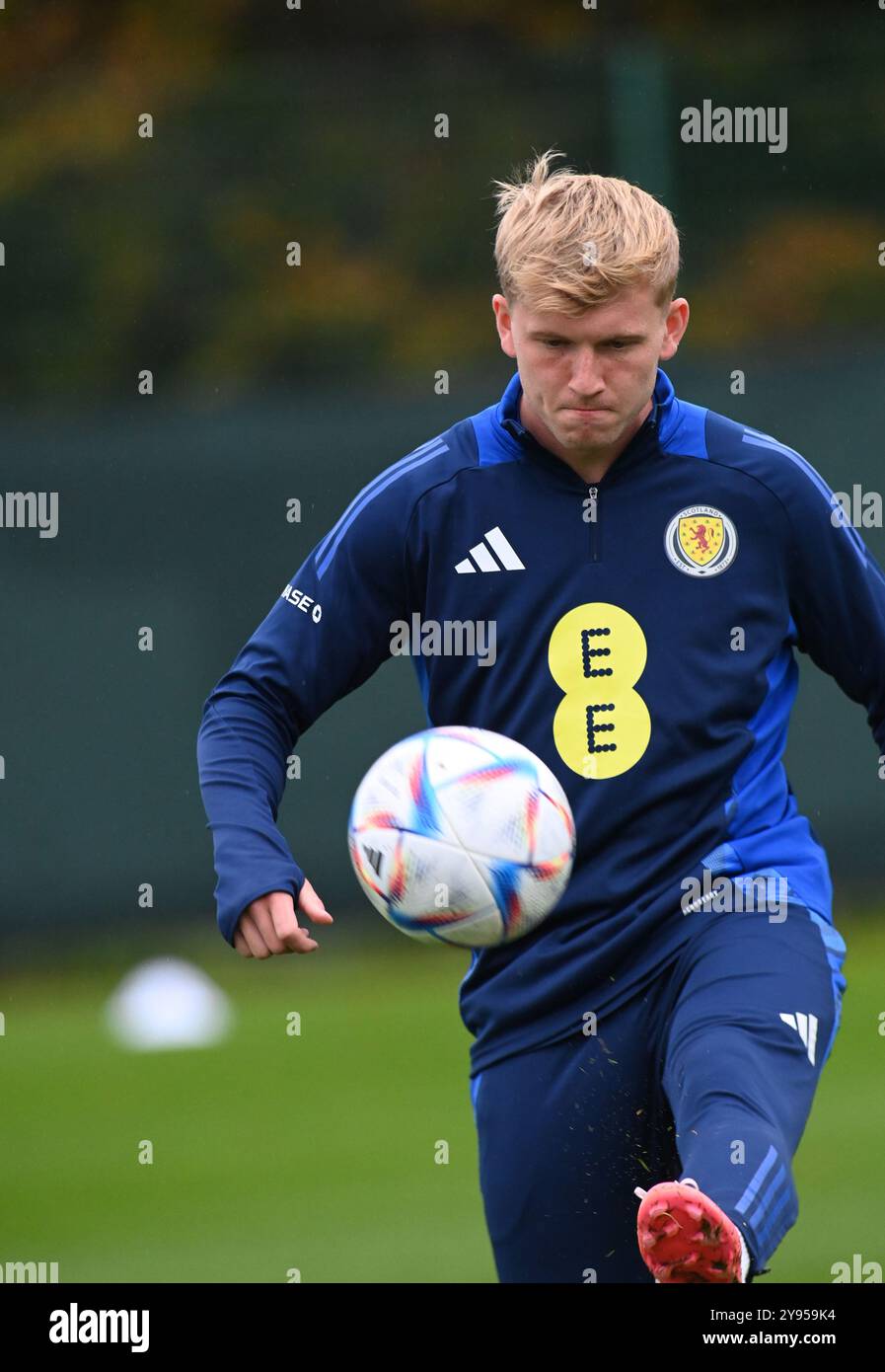 Oriam Sports Centre Édimbourg. Écosse, Royaume-Uni. 8 octobre 24. Qualifications contre la Belgique et le Kazakhstan. Josh Doig US Sassuolo Calcio crédit : eric mccowat/Alamy Live News Banque D'Images