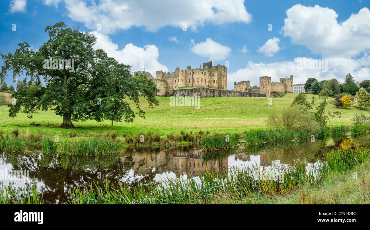 L'image représente le château d'Alnwick dans le Northumberland sur la côte nord-est de l'Angleterre et le site du film Robin Hood Prince of Thieves de Kevin Costner Banque D'Images