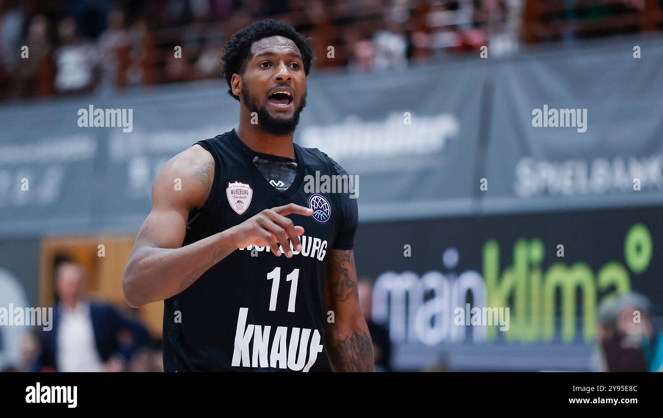Wuerzbourg, Allemagne. 08 octobre 2024. IM Bild : Nelson Phillips (Wuerzburg Baskets, 11) 08.10.2024, FIT/One Wuerzburg Baskets v. KK Igokea, Ligue des champions de basket-ball, 2. Spieltag, Deutschland, Wuerzburg, tectake-Arena, crédit : dpa/Alamy Live News Banque D'Images