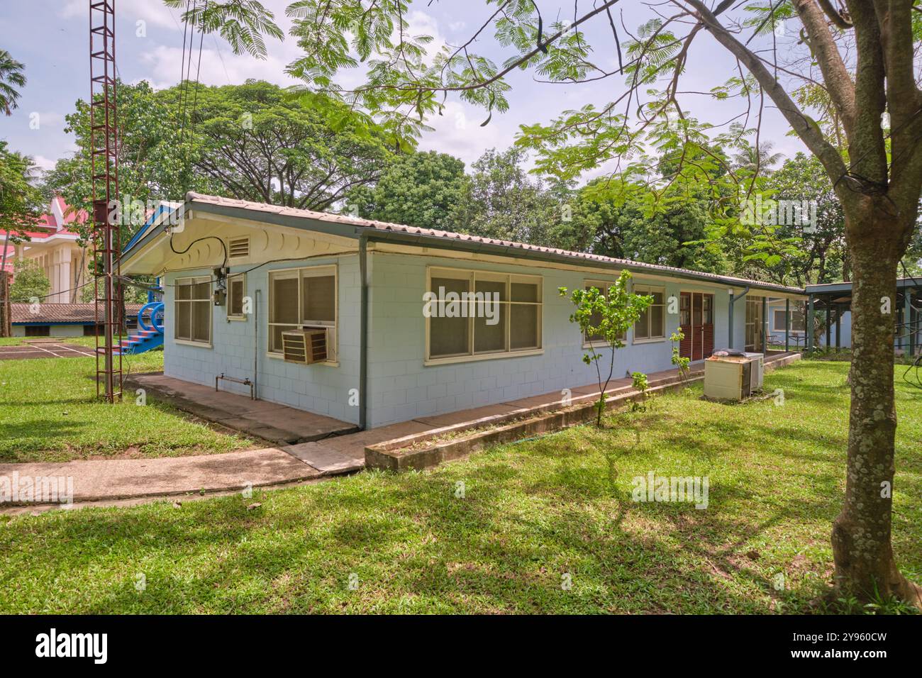 Vue de la modeste maison personnelle de style ranch construite par la CIA. Dans la maison de cendres du leader communiste Kayson Phomvihane. À Vientiane, Laos. Banque D'Images