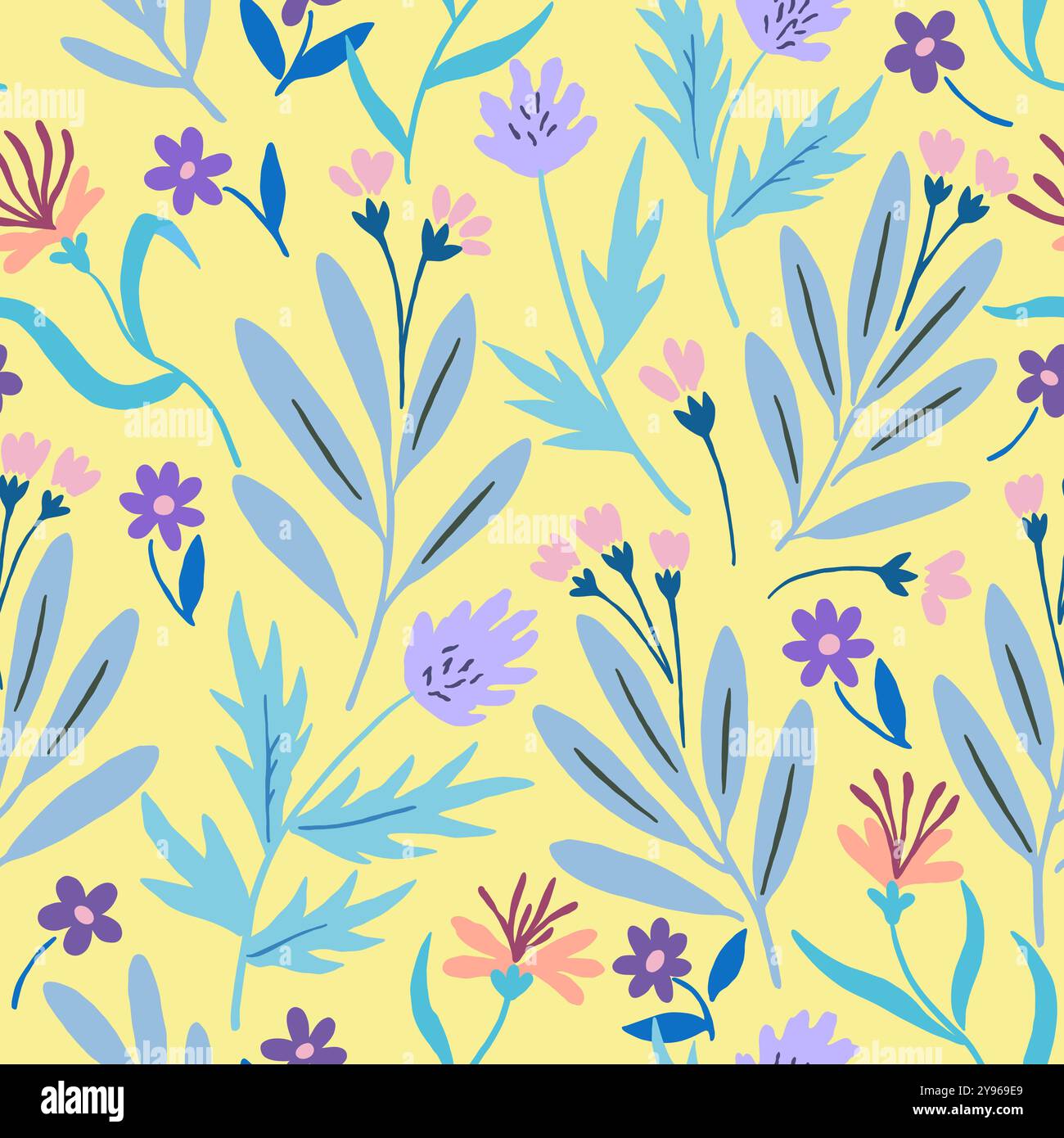 Motif sans couture avec des fleurs abstraites douces. Formes florales modernes dans des couleurs pastel. Illustration vectorielle. Illustration de Vecteur