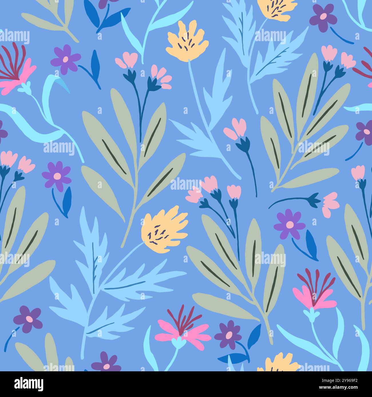 Motif sans couture avec des fleurs abstraites douces. Formes florales modernes dans des couleurs pastel. Illustration vectorielle. Illustration de Vecteur