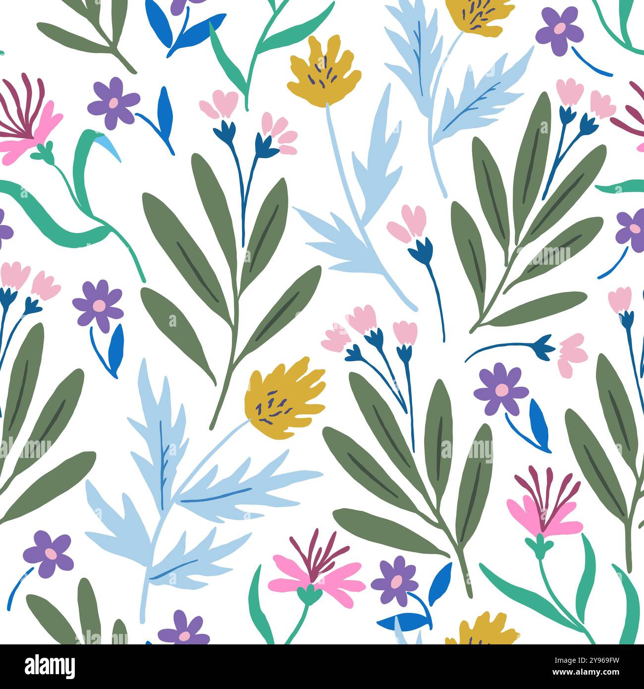 Motif sans couture avec des fleurs abstraites douces. Formes florales modernes dans des couleurs pastel. Illustration vectorielle. Illustration de Vecteur