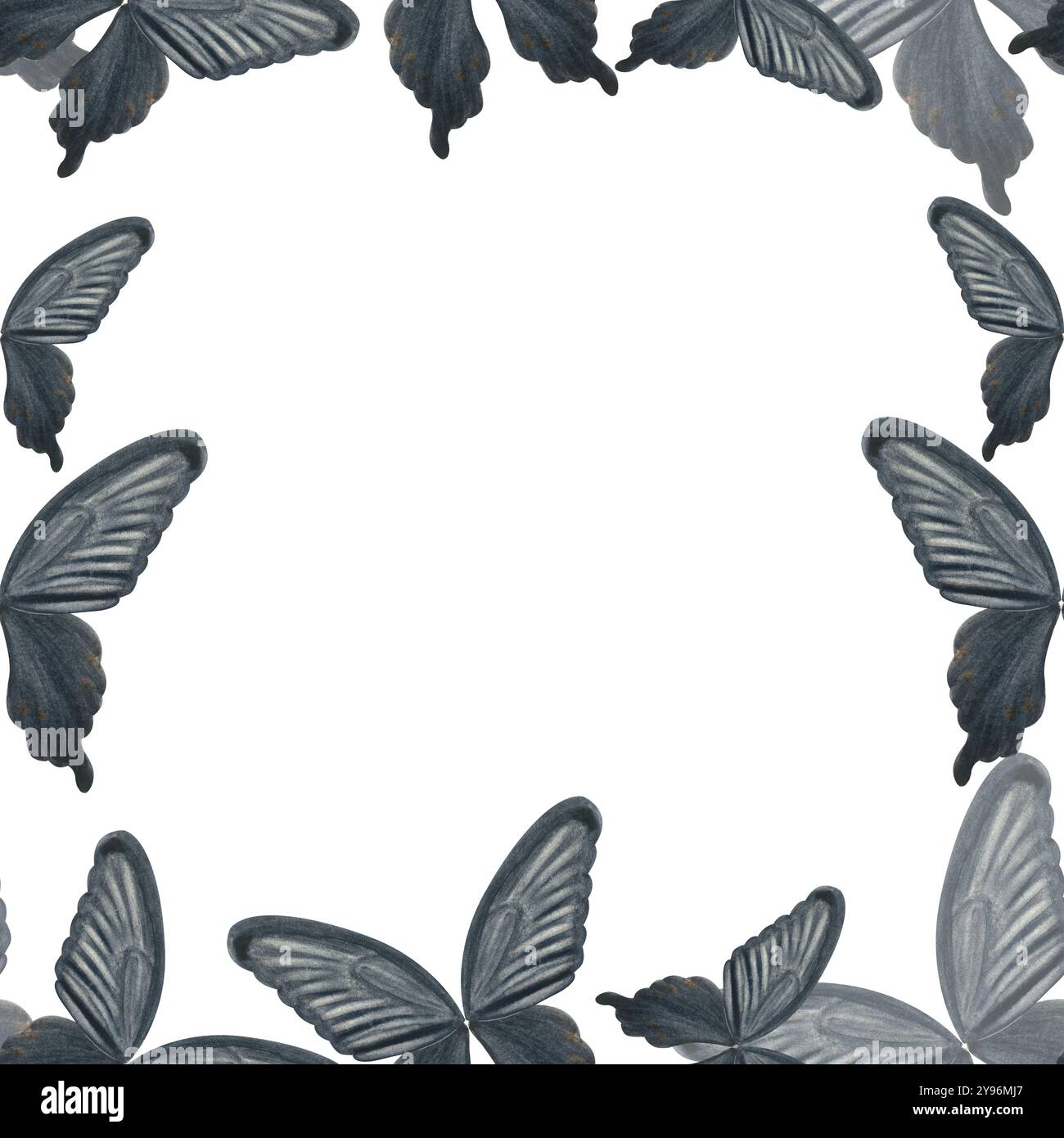 Papillon noir peint à la main aquarelle sans couture motif à carreaux isolé sur blanc. Illustration de haute qualité parfaite pour scrapbooking, emballage Banque D'Images