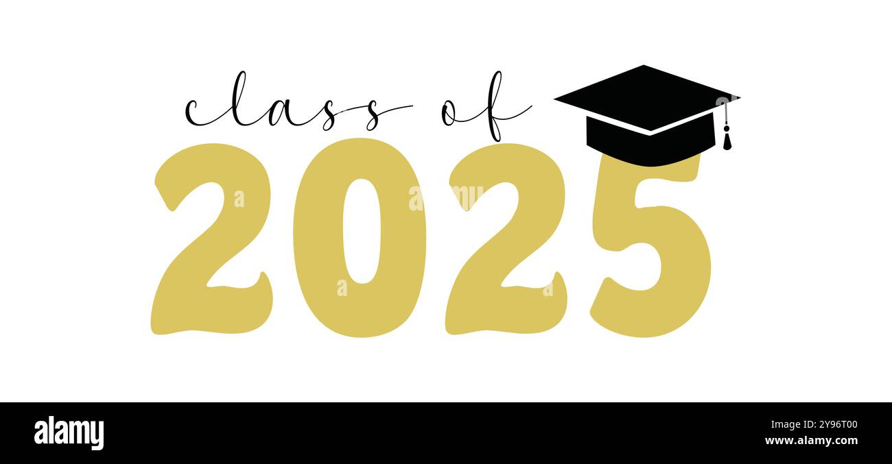 Classe de graduation 2025 citation Senior classe de graduation 2025 rétro vintage typographie sublimation SVG sur fond blanc Illustration de Vecteur